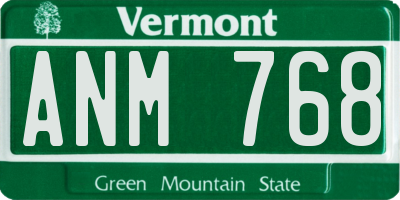 VT license plate ANM768