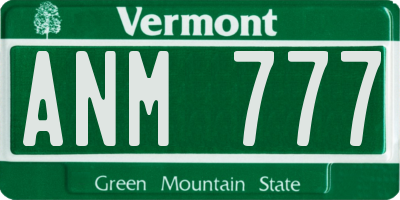 VT license plate ANM777