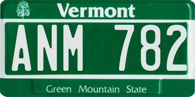 VT license plate ANM782