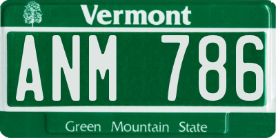 VT license plate ANM786