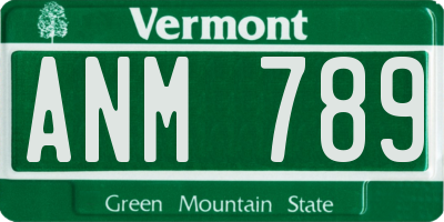 VT license plate ANM789