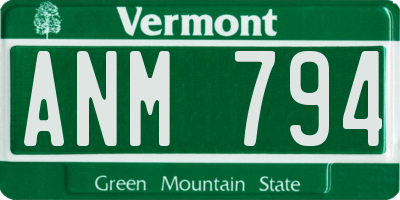 VT license plate ANM794