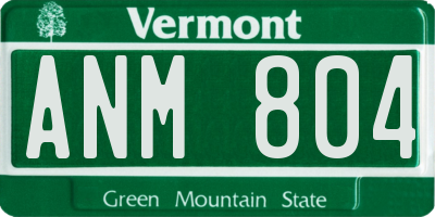 VT license plate ANM804