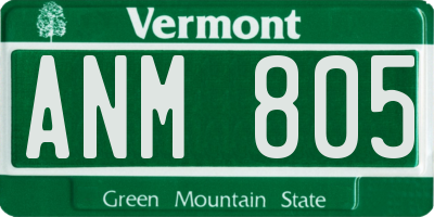 VT license plate ANM805
