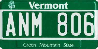 VT license plate ANM806