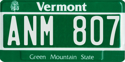 VT license plate ANM807