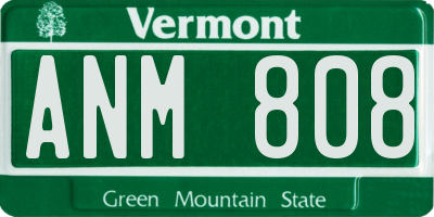VT license plate ANM808