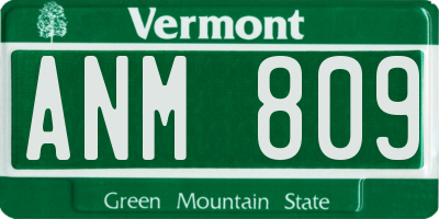 VT license plate ANM809
