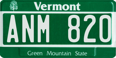 VT license plate ANM820