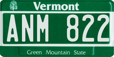 VT license plate ANM822