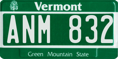 VT license plate ANM832