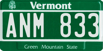 VT license plate ANM833