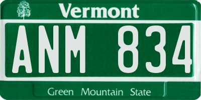 VT license plate ANM834