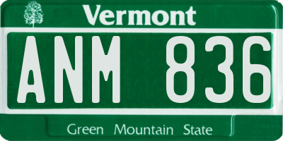 VT license plate ANM836