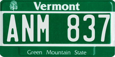 VT license plate ANM837