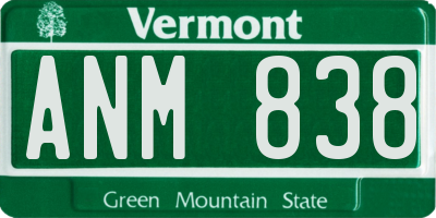 VT license plate ANM838