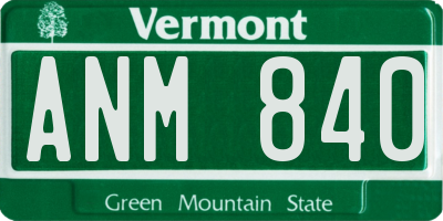 VT license plate ANM840