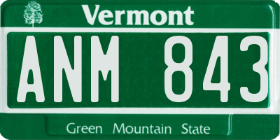 VT license plate ANM843