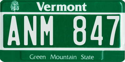 VT license plate ANM847
