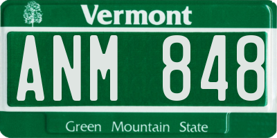 VT license plate ANM848