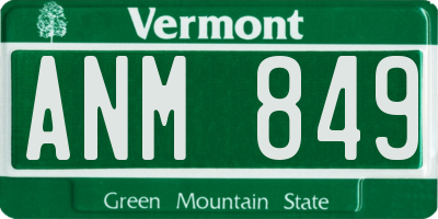 VT license plate ANM849