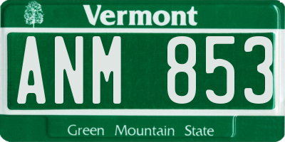 VT license plate ANM853
