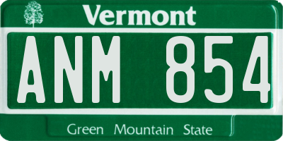 VT license plate ANM854