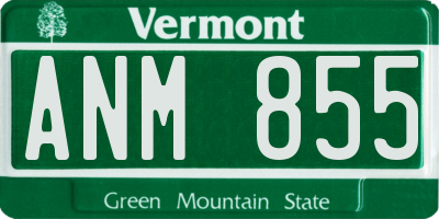 VT license plate ANM855