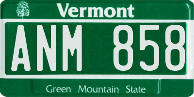VT license plate ANM858