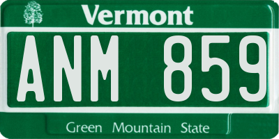 VT license plate ANM859