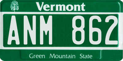 VT license plate ANM862