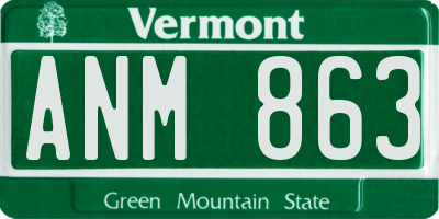 VT license plate ANM863
