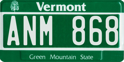 VT license plate ANM868