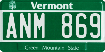 VT license plate ANM869