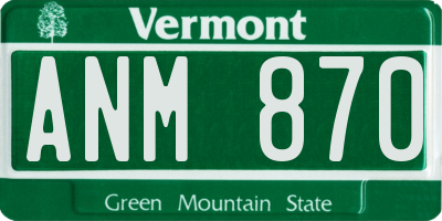 VT license plate ANM870