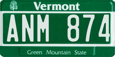 VT license plate ANM874