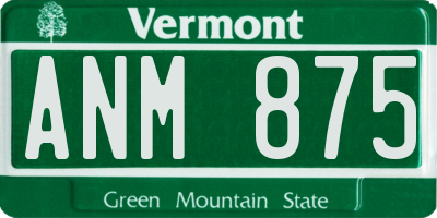 VT license plate ANM875