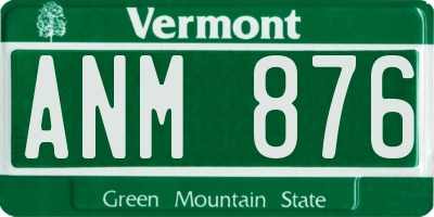 VT license plate ANM876