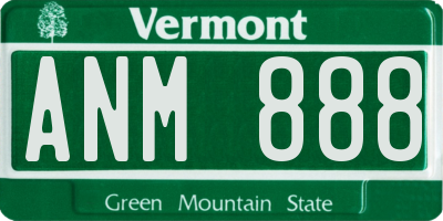 VT license plate ANM888