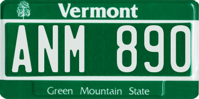 VT license plate ANM890