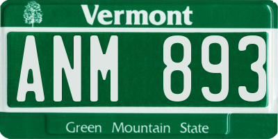 VT license plate ANM893