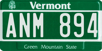 VT license plate ANM894
