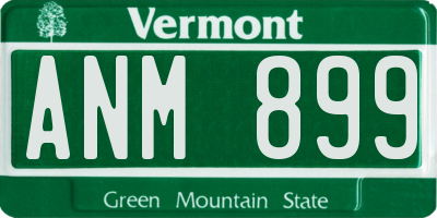 VT license plate ANM899