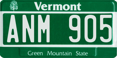 VT license plate ANM905