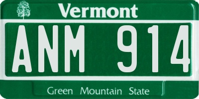 VT license plate ANM914