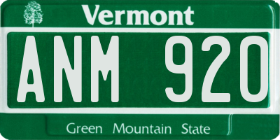 VT license plate ANM920