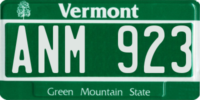 VT license plate ANM923