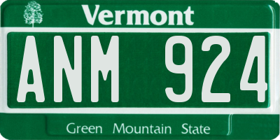 VT license plate ANM924