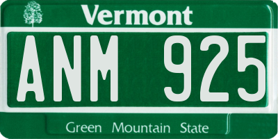 VT license plate ANM925