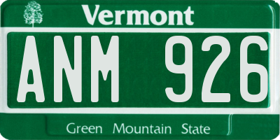 VT license plate ANM926